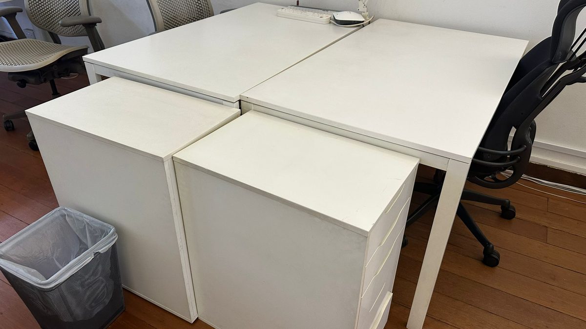 Office desks, drawers and chairs prepared for clearance