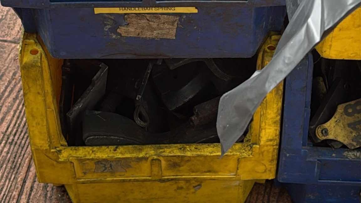 Scrap metal parts collected for renovation waste disposal